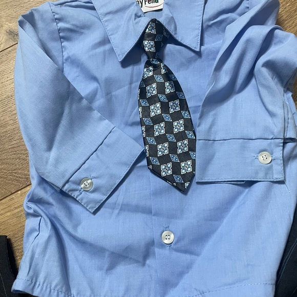 👔 Baby Boy 12M Dressy Set – Blue Shirt, Striped Pants & Tie - Picture 9 of 9